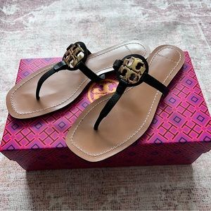 Tory Burch | Black Mini Miller Leather Thong Sandal Calf Leather - With box